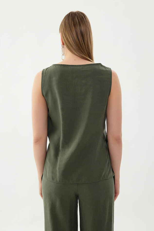 Sıfır Kol Önü Detaylı Bluz - 20