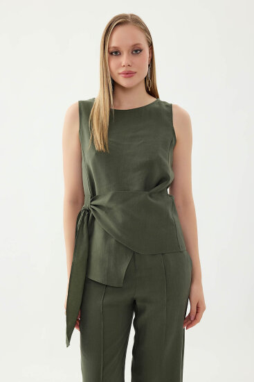 Sıfır Kol Önü Detaylı Bluz - 16