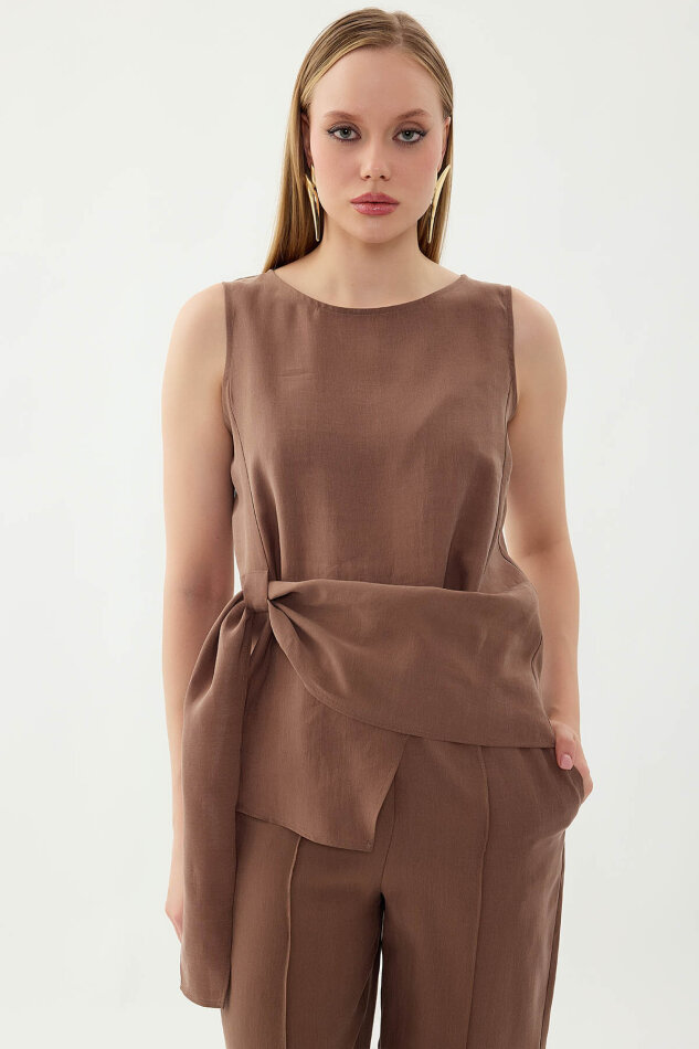 Sıfır Kol Önü Detaylı Bluz - 23