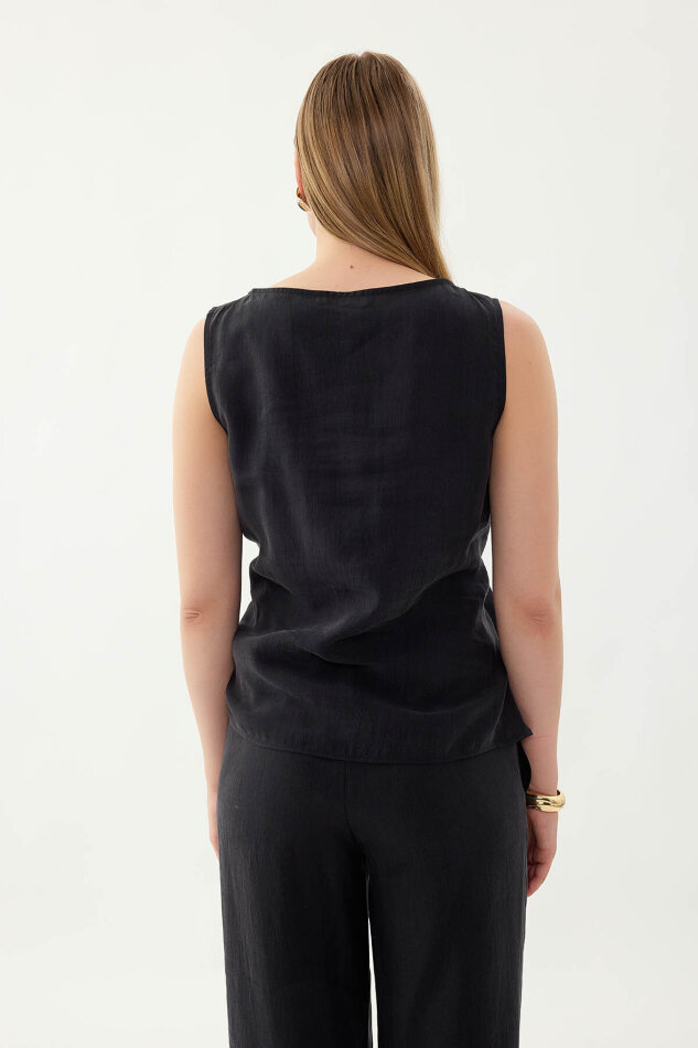 Sıfır Kol Önü Detaylı Bluz - 34