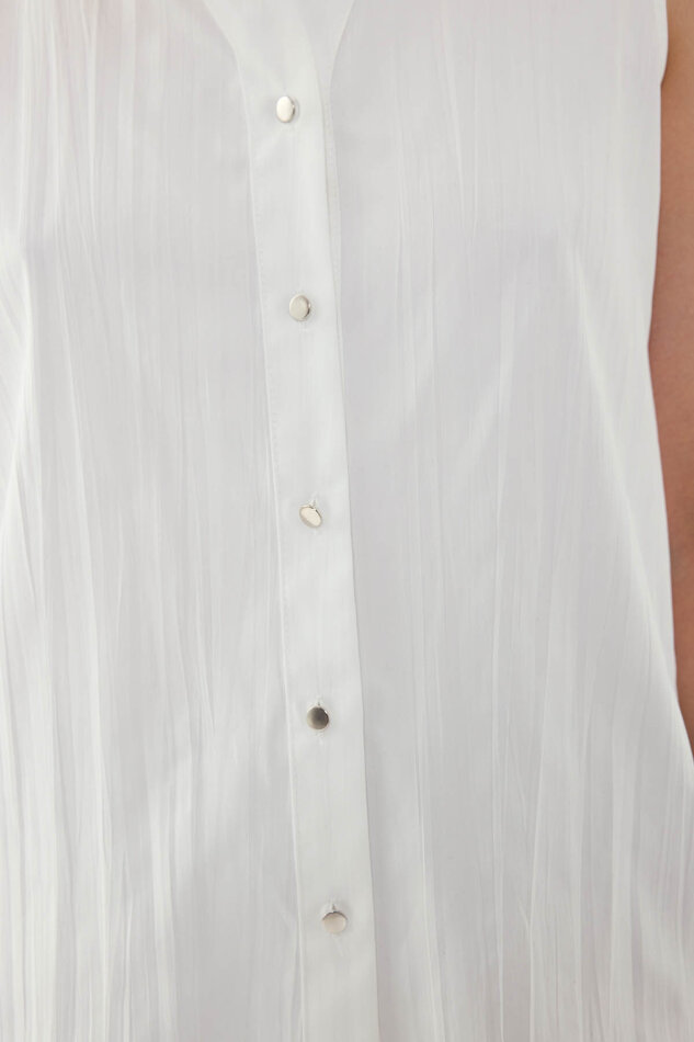 Sıfır Kol Önü Düğmeli Bluz - 18