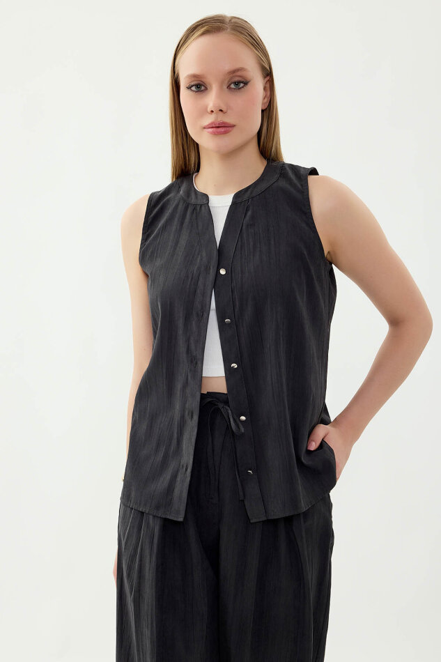 Sıfır Kol Önü Düğmeli Bluz - 20