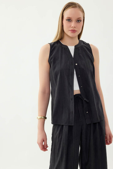 Sıfır Kol Önü Düğmeli Bluz - 21