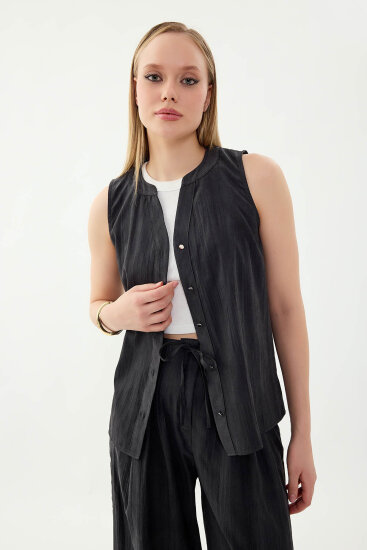 Sıfır Kol Önü Düğmeli Bluz - 24