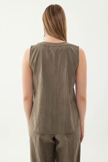 Sıfır Kol Önü Düğmeli Bluz - 30