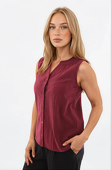 Sıfır Kol Önü Düğmeli Bluz - 40