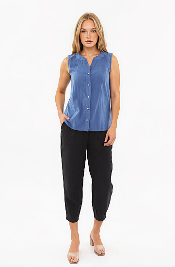 Sıfır Kol Önü Düğmeli Bluz - 43