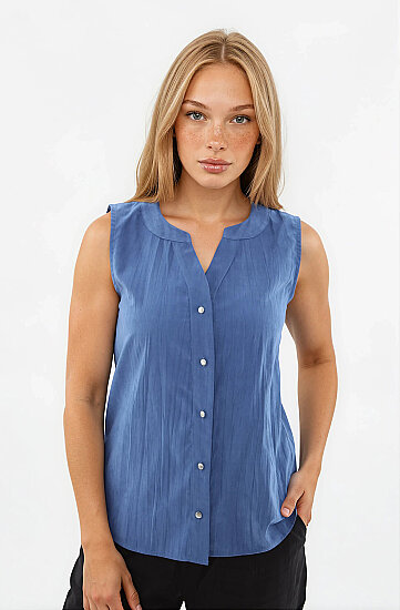 Sıfır Kol Önü Düğmeli Bluz - 42