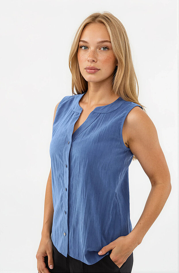 Sıfır Kol Önü Düğmeli Bluz - 44