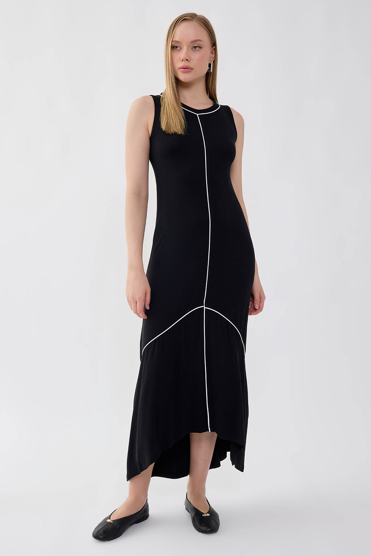 VİTRİN - Sıfır Kol Parça Şeritli Elbise