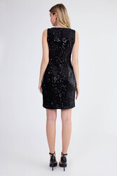 Sıfır Kol Pul Payet Elbise - 4