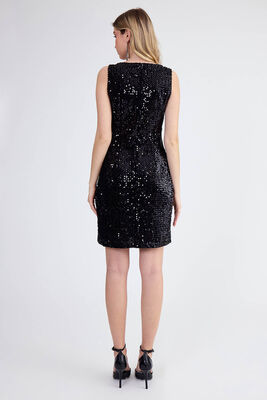 Sıfır Kol Pul Payet Elbise - Thumbnail (3)