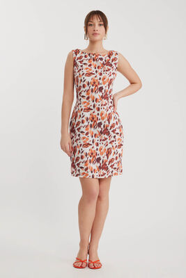 Sıfır Kol Sonbahar Desenli Elbise - 2