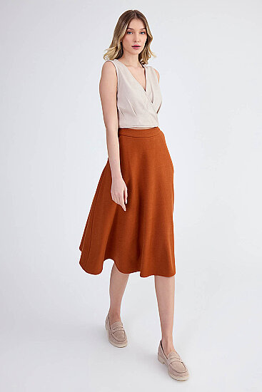 Sıfır Kol V Yaka Crop Modal Bluz - 13