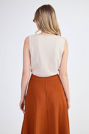 Sıfır Kol V Yaka Crop Modal Bluz - 15