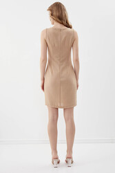 Sıfır Kol Viskon Keten Elbise - 18