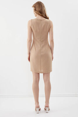 Sıfır Kol Viskon Keten Elbise - 18