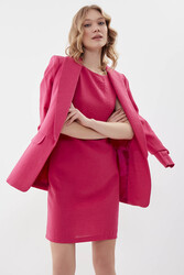 Sıfır Kol Viskon Keten Elbise - 20