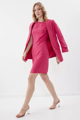 Sıfır Kol Viskon Keten Elbise - 21