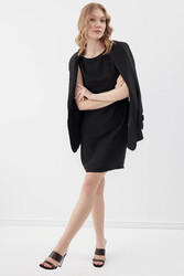 Sıfır Kol Viskon Keten Elbise - 34