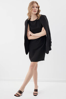 Sıfır Kol Viskon Keten Elbise - 34