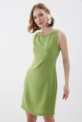 Sıfır Kol Viskon Keten Elbise - 41