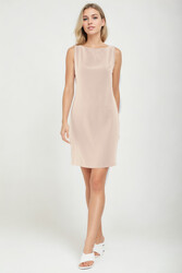 Sıfır Kol Viskon Keten Elbise - 45