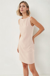 Sıfır Kol Viskon Keten Elbise - 46