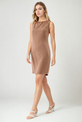 Sıfır Kol Viskon Keten Elbise - 51