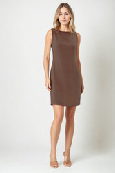 Sıfır Kol Viskon Keten Elbise - 54