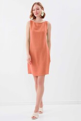 Sıfır Kol Viskon Keten Elbise - 60