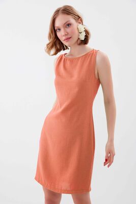 Sıfır Kol Viskon Keten Elbise - 61