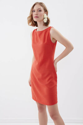 Sıfır Kol Viskon Keten Elbise - 66