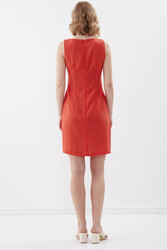 Sıfır Kol Viskon Keten Elbise - 67