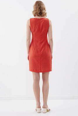 Sıfır Kol Viskon Keten Elbise - 67