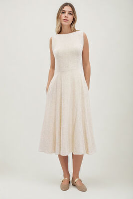 Sıfır Kol Viskon Keten Midi Elbise - 32