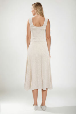 Sıfır Kol Viskon Keten Midi Elbise - 35