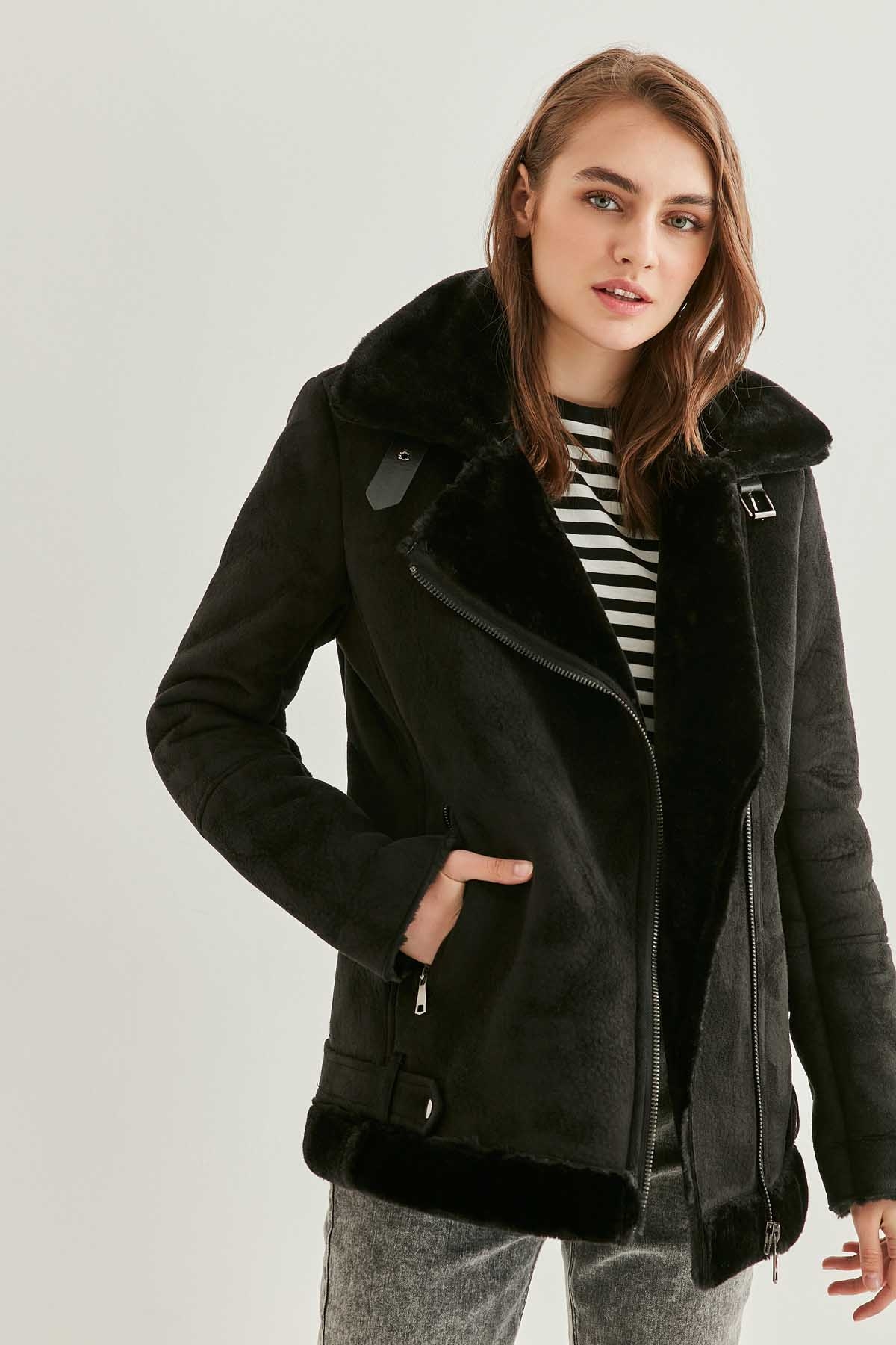 Spor Dalları yukarıda bit kemerli suni süet ceket eğreltiotu kasap Shetland