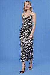 Taş Askılı Leopar Desen Elbise - 6