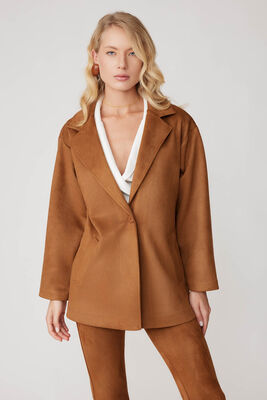 VİTRİN - Tek Düğme Cepli Süet Ceket