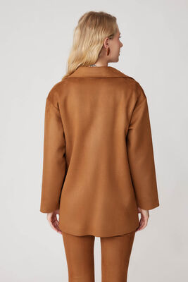 Tek Düğme Cepli Süet Ceket - Thumbnail (4)