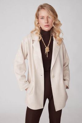 Tek Düğme Cepli Süet Ceket - Thumbnail (6)