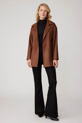 Tek Düğme Cepli Süet Ceket - Thumbnail (10)