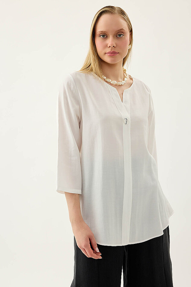 Tek Düğme Salaş Bluz - 2