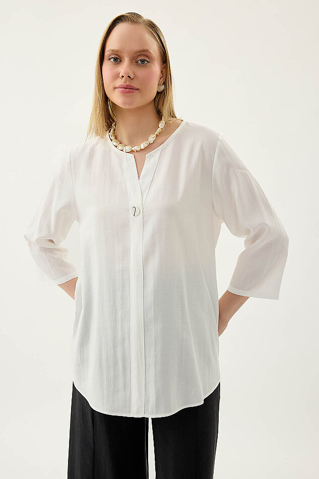 Tek Düğme Salaş Bluz - 6