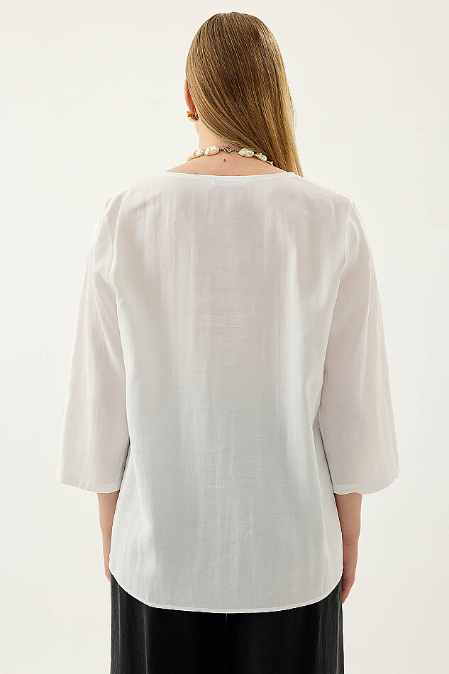 Tek Düğme Salaş Bluz - 5