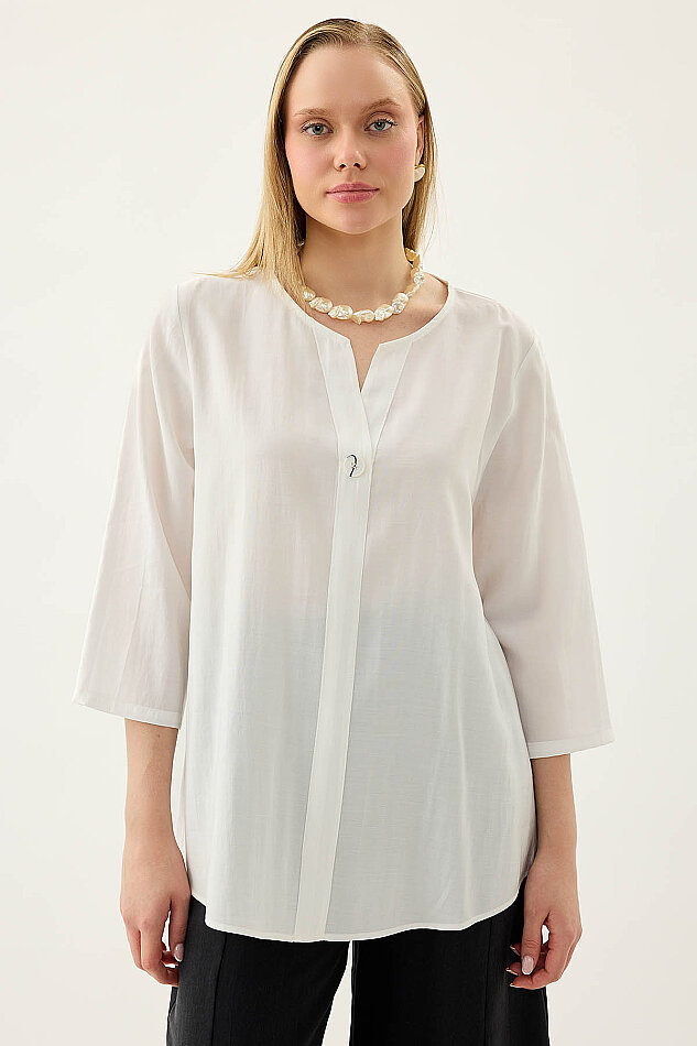 Tek Düğme Salaş Bluz - 1