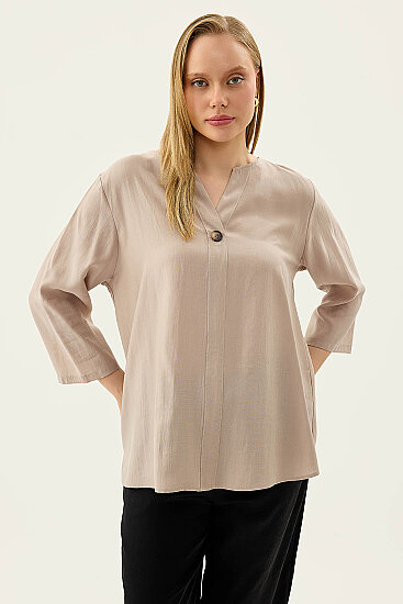 Tek Düğme Salaş Bluz - 8