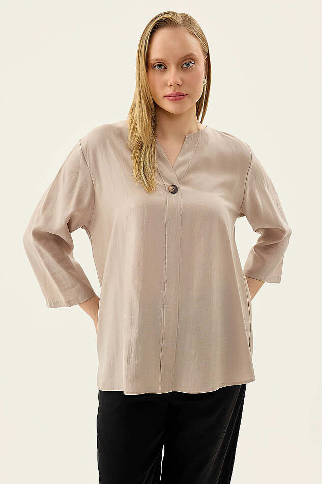 Tek Düğme Salaş Bluz - 8