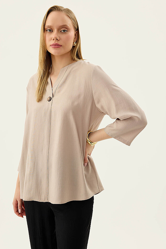 Tek Düğme Salaş Bluz - 9